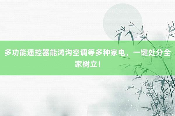 多功能遥控器能鸿沟空调等多种家电，一键处分全家树立！